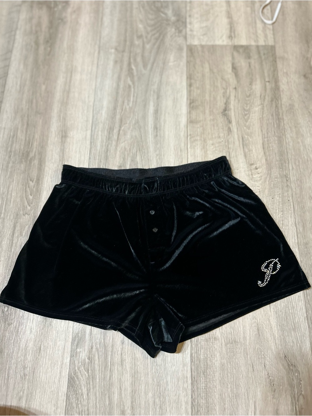 Victoria's Secret PINK Velvet Shorts with Rhinestone Logo